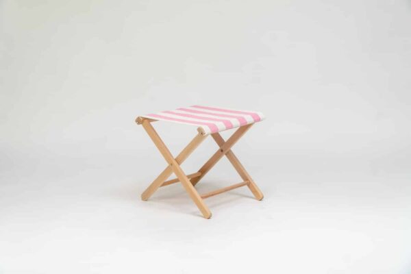 Beechwood Stool with Discus Fabric, pink and ivory stripes - created by Decks and Stipes Ireland