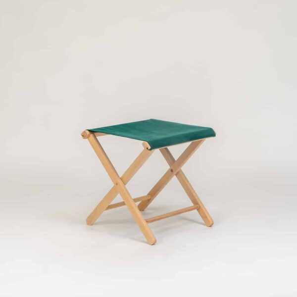 Beechwood stool with Green Fabric - created by Decks and Stipes Ireland