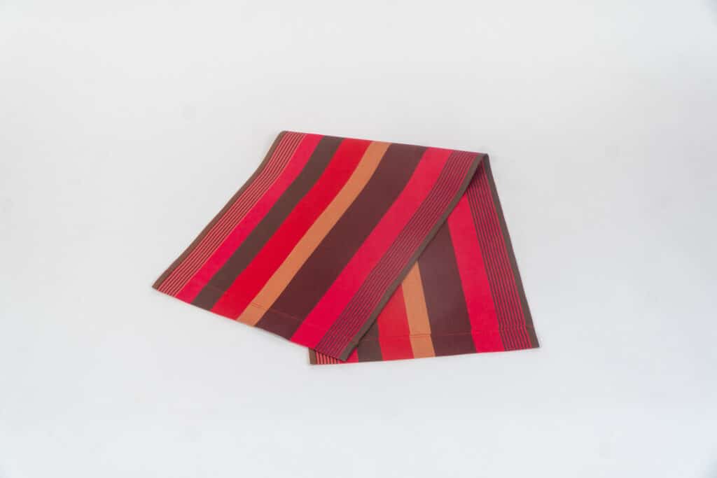 Cordoba fabric red, brown, black and grey stripes by Decks and Stripes Ireland