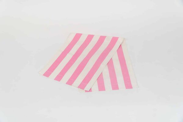 Discus Fabric, pink and ivory stripes by Decks and Stripes