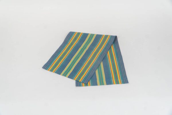 Hula Hoop Fabric, blue, green, red and orange stripes by Decks and Stripes Ireland