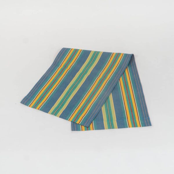 Hula Hoop Fabric, blue, green, red and orange stripes by Decks and Stripes Ireland