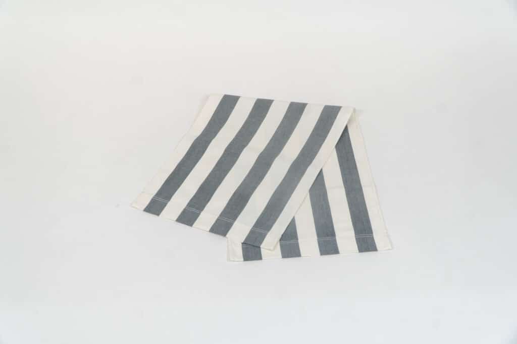 Hurling fabric, charcoal and white stripes by Decks and Stripes Ireland