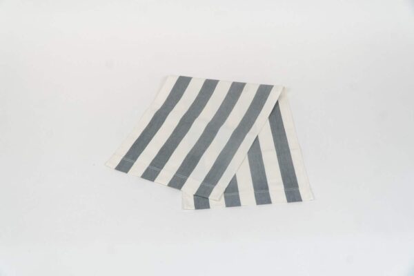 Hurling fabric, charcoal and white stripes by Decks and Stripes Ireland