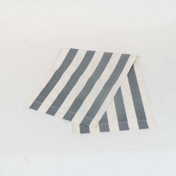 Hurling fabric, charcoal and white stripes by Decks and Stripes Ireland