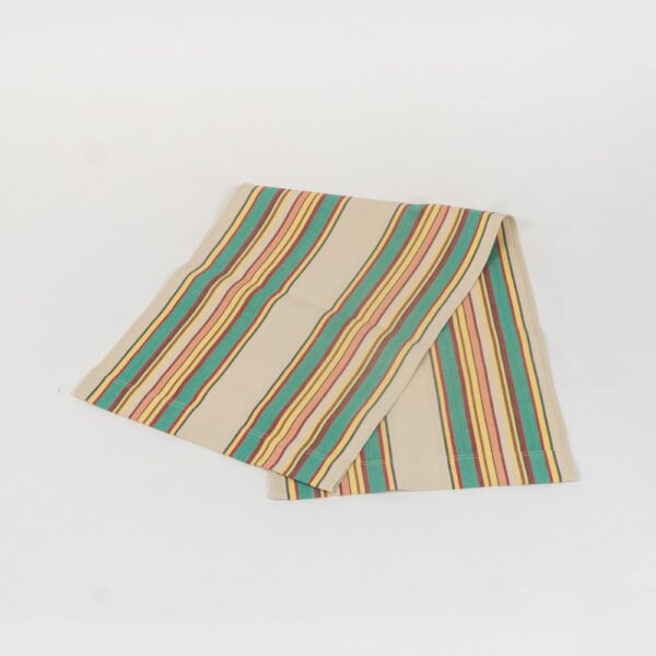 Lido fabric, beige, jade, red and yellow stripes by Decks and Stripes Ireland