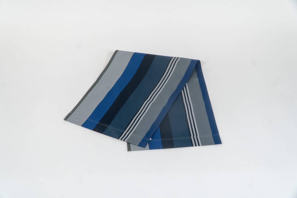 Miramar fabric, navy, blue black and white stripes by Decks and Stipes Ireland