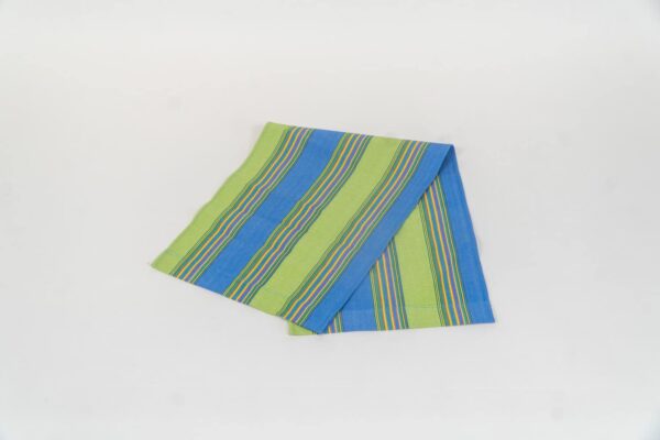 Pickleball fabric, sky blue, lime, yellow, jade, terracotta and charcoal stripes By Decks and Stripes Ireland