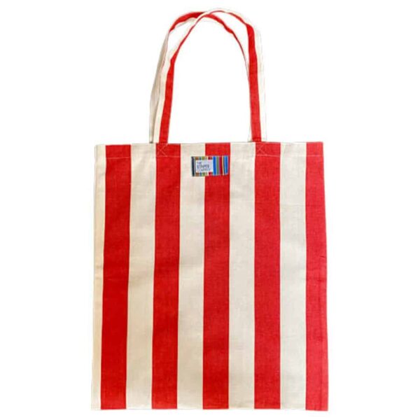 Red white stripe tote bag football by Decks and Stripes Ireland