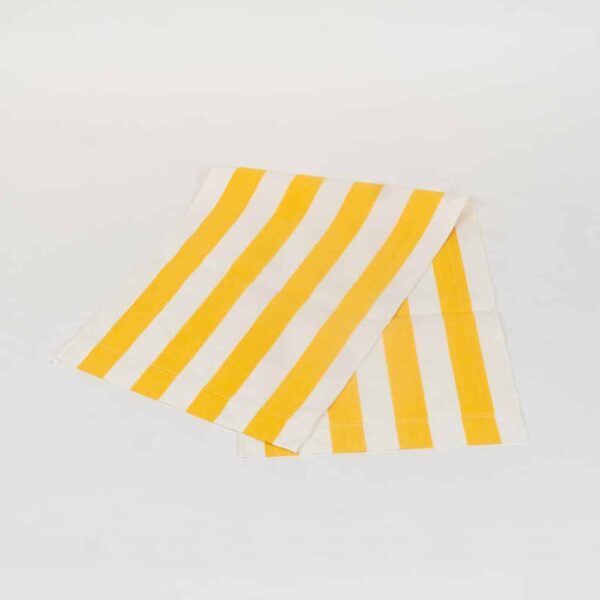 Shot Put fabric, yellow & white stripes by Decks and Stripes Ireland