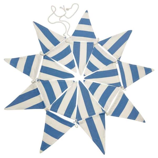 Sky blue white stripe bunting by Decks and Stripes Ireland