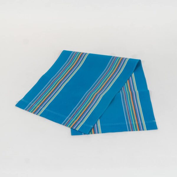 Swimming fabric, blue, yellow, pink, orange, purple and green stripes by Decks and Stripes Ireland